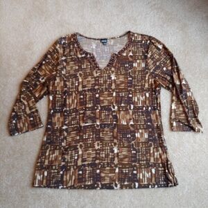 Rafaella super soft brown 3/4 sleeve blouse